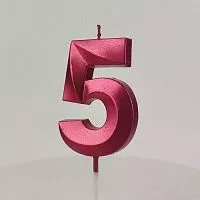 Свеча цифра "5", красная