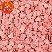 Посыпка сердца розовые мини, 50г.
