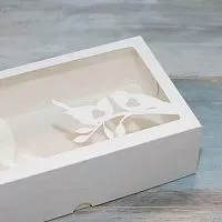 Коробка для зефира "Птички" белая,  25*15*7см
