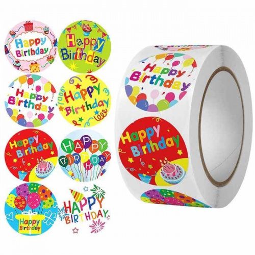 Стикер "Happy Birthday", круглый Стикер "Happy Birthday", круглый