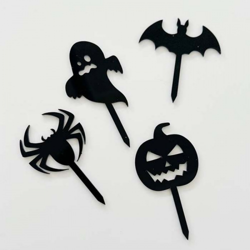 Набор зеркальных акриловых топперов "Halloween" фигуры, черный Набор зеркальных акриловых топперов "Halloween" фигуры, черный