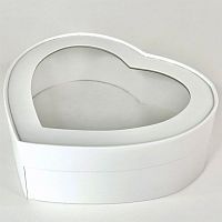 Шляпная коробка для зефира, бенто-тортов с окном СЕРДЦЕ 21,5*18*5,5см, белая