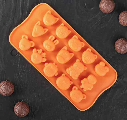 Форма для льда и шоколада, "Мордашки" 15 ячеек, 21х10,5х1 см