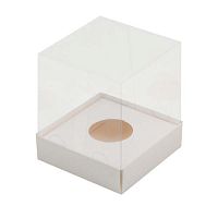 Коробка под 1 капкейк, прозр. крыш., 100*100*120мм, белая