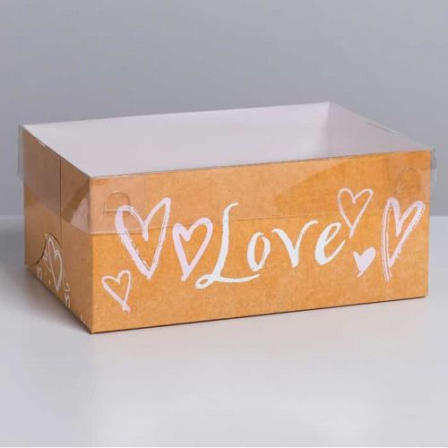 Коробка для 6 капкейков "Love" 16*23*10см